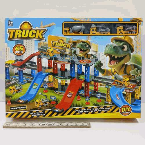 Truck Construction Playset with Dinosaur (65 pcs)